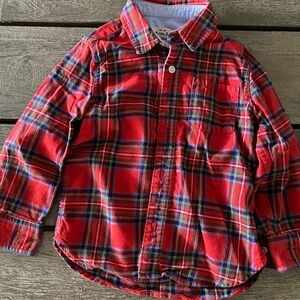 Boden Red Plaid Kids Button Down Shirt
